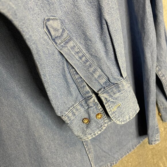 Vtg Women 90s Embroidered Paisley Western Chambray Denim Button Front Shirt XL - Picture 5 of 12